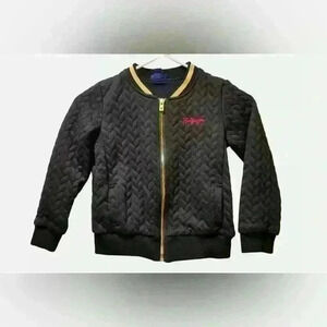 Tommy Hilfiger Girls Cable Knit Bomber Jacket  in Black embroidered logo size 5